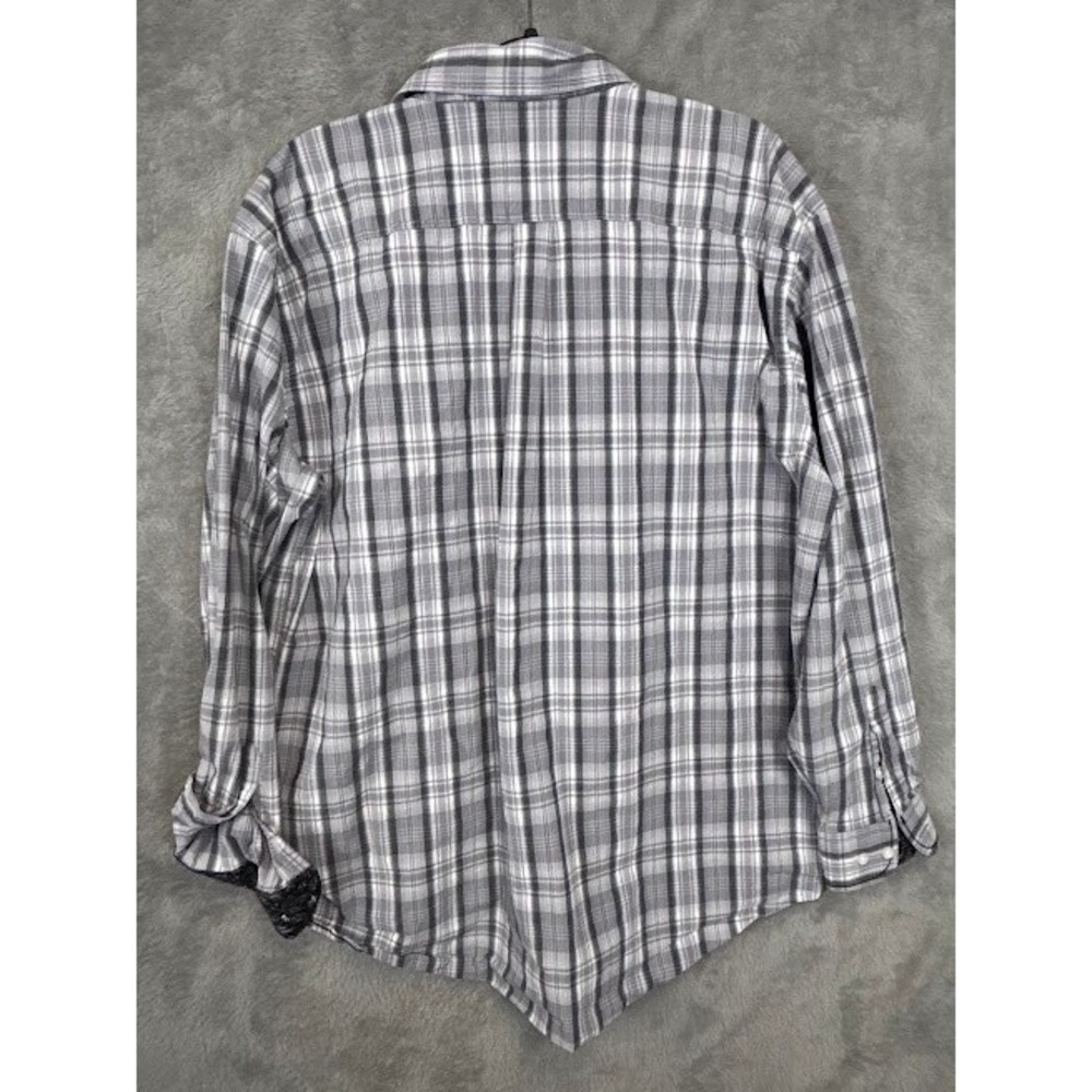 Panhandle Roughstock XXL Plaid‎ Button Down Shirt Menswear Gray White - Picture 4 of 10